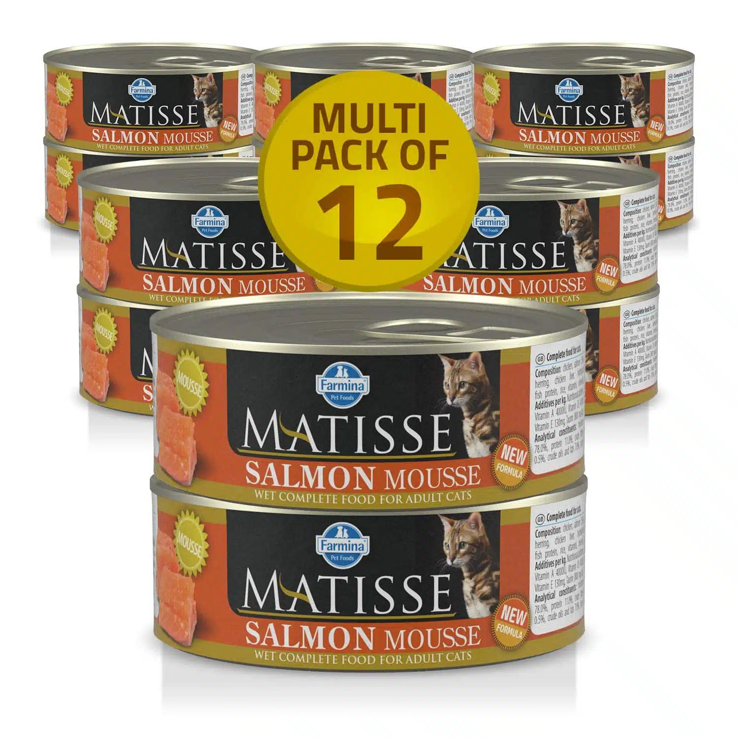 FARMINA Matisse CAT Mousse Salmon Wet Food Adult Cat 12 Cans X 80 GMS Each