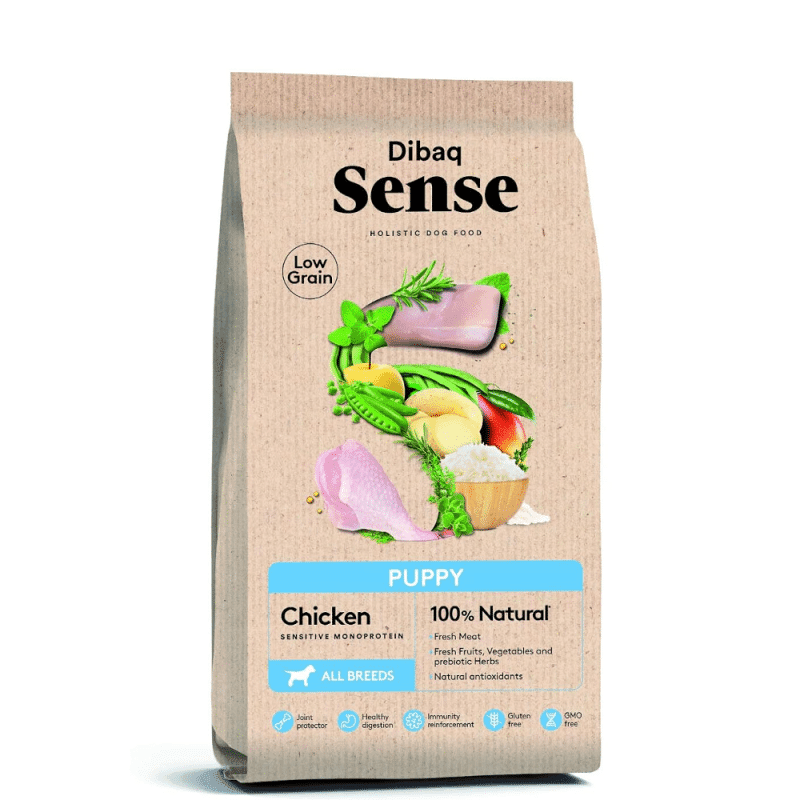 DIBAQ Sense Dog Low Grain Puppy Food with Chicken Protein Balanced ...